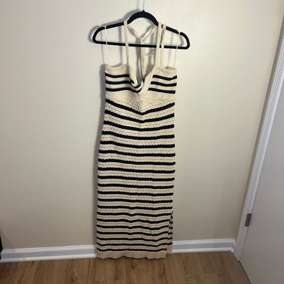 NWT House of Harlow 1960 Stripe Pointelle Halter Dress Size Large - Picture 3 of 9